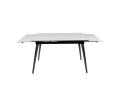 DTM0101CS Стол обед. расклад. WHITE MARBLE MATT 120, керамич. столешница, основ. металл черный