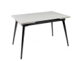 DTM0101CS Стол обед. расклад. WHITE MARBLE MATT 120, керамич. столешница, основ. металл черный