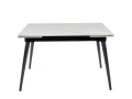 DTM0101CS Стол обед. расклад. WHITE MARBLE MATT 120, керамич. столешница, основ. металл черный