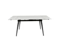 DTM0101CS Стол обед. расклад. WHITE MARBLE MATT 120, керамич. столешница, основ. металл черный