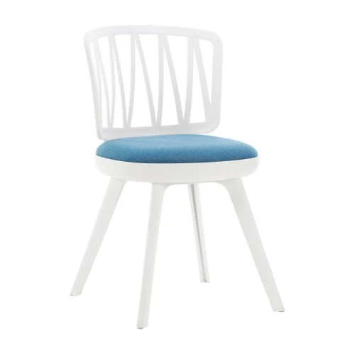 стул пластиковый viola белый с синей подушкой стул пластиковый viola белый с синей подушкой