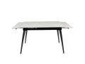 DTM0101CS Стол обед. расклад. WHITE MARBLE MATT 120, керамич. столешница, основ. металл черный